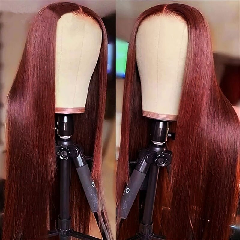 marrone cioccolato 33# 13*4 parrucche frontali in pizzo parrucche di capelli umani lisci 150% densità con capelli per bambini del 2025 a $190.99 –P2