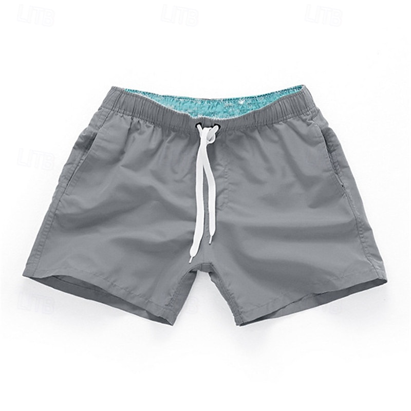 Herre Surfeshorts Badeshorts Snorer Elastisk midje Elastisk snordesign Ensfarget Hurtigtørkende Sport Kort Daglig Ut på byen Strand Gatemote Fritid Svart Hvit Mikroelastisk 2025 - $10.49 –P4
