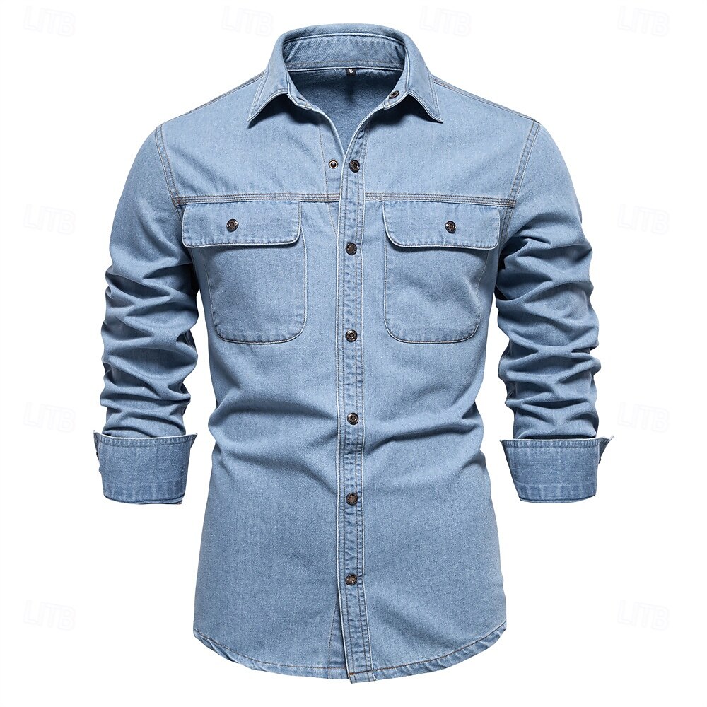Per uomo Camicia Camicia button-down Camicia casual Camicia con Bottoni Blu marino Blu Manica Lunga Tinta unica Collo ripiegato Colletto a Camicia All'aperto Lavoro Tasca Abbigliamento Neutro del 2025 a €18.99 –P3