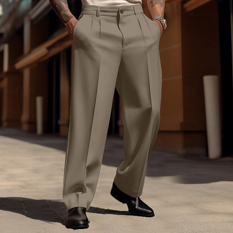 Men's Dress Pants Trousers Casual Pants Suit Pants Buttons Front Pocket ...