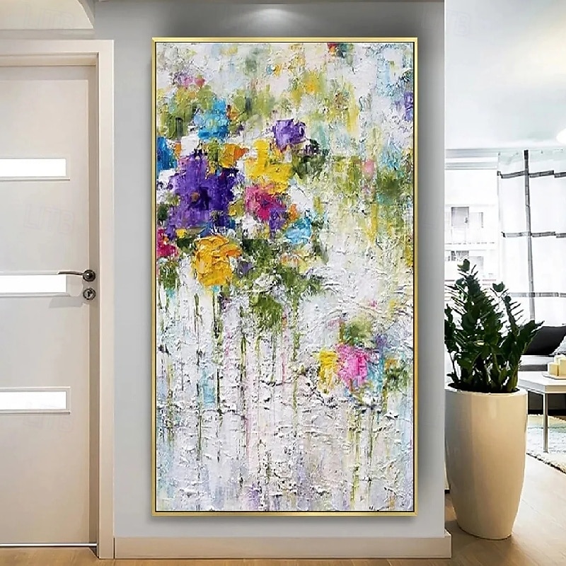 handgemaltes abstraktes 3D-Blumenölgemälde handgemachtes 3D-abstraktes Blütenbaum-Ölgemälde blühender bunter Baum auf Leinwand handgefertigtes Pflanzenblumenkunstwerk-Gemälde Landschaftsgemälde 2025 - $53.99 –P1