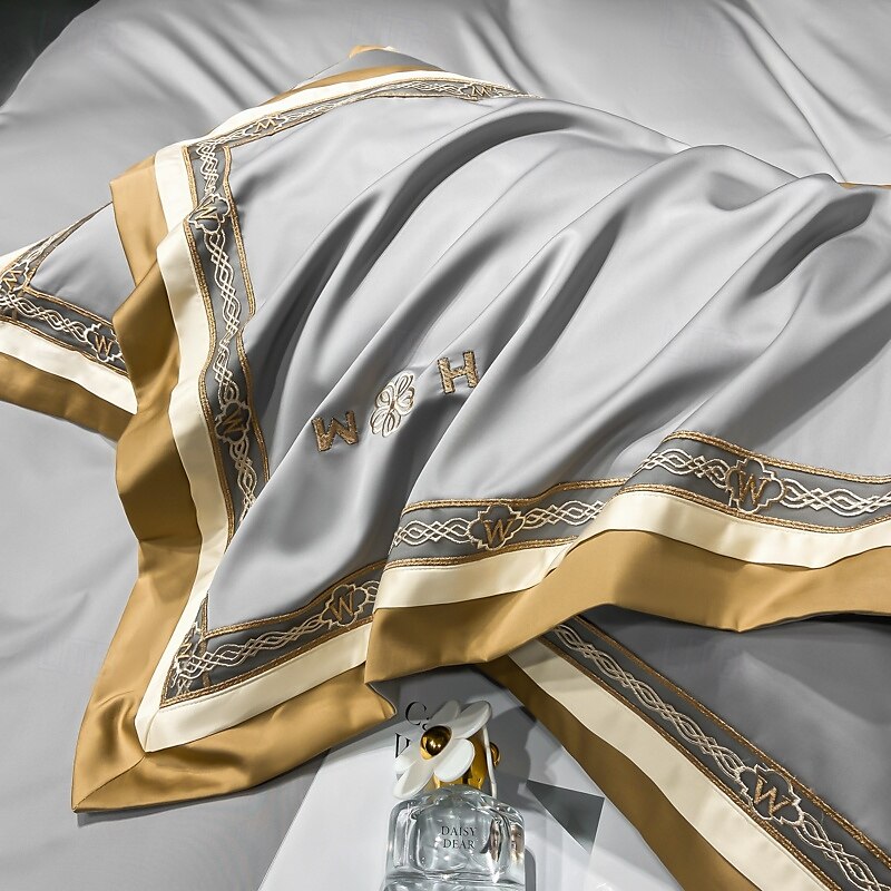 Conjunto de cama com capa de edredom de 4 peças, 100% algodão orgânico, tecido macio e respirável, inclui capa de edredom e fronhas para um sono confortável de 2025 por $196.99 –P10