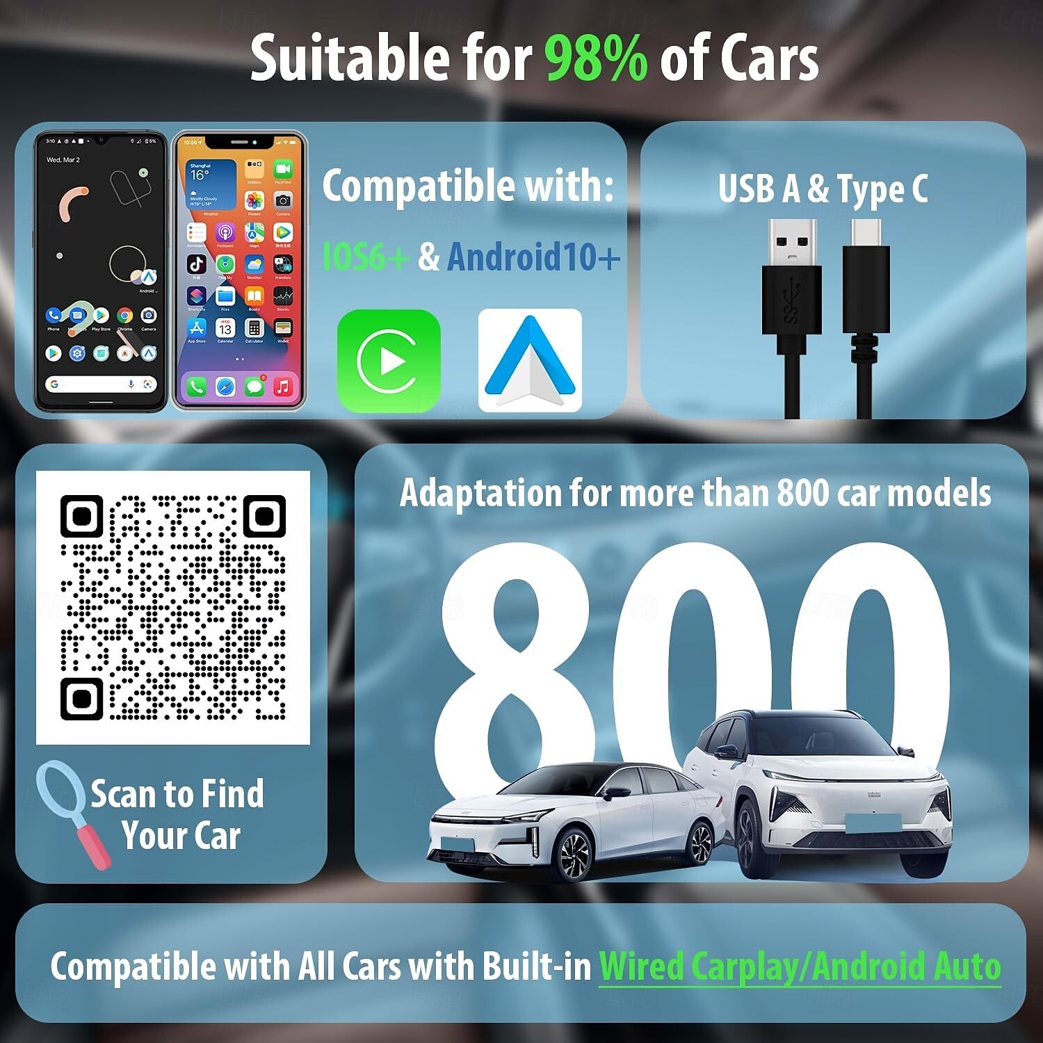 Adaptateur CarPlay Android Auto sans fil pour convertir le CarPlay Android Auto filaire intégré à la voiture en prise sans fil & jouer de 2025 ? $52.99 –P5
