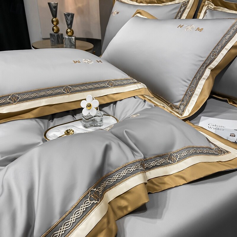 Conjunto de cama com capa de edredom de 4 peças, 100% algodão orgânico, tecido macio e respirável, inclui capa de edredom e fronhas para um sono confortável de 2025 por $196.99 –P9