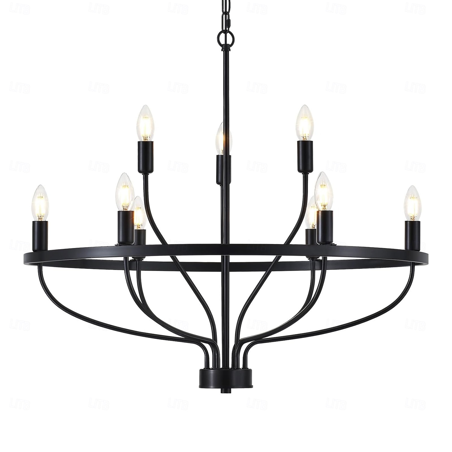 Lustre à LED suspendu 6/9/12 lumières industriel vintage grand lustre rond rustique à bougie pour salon chambre 110-240v de 2025 ? $266.59 –P2