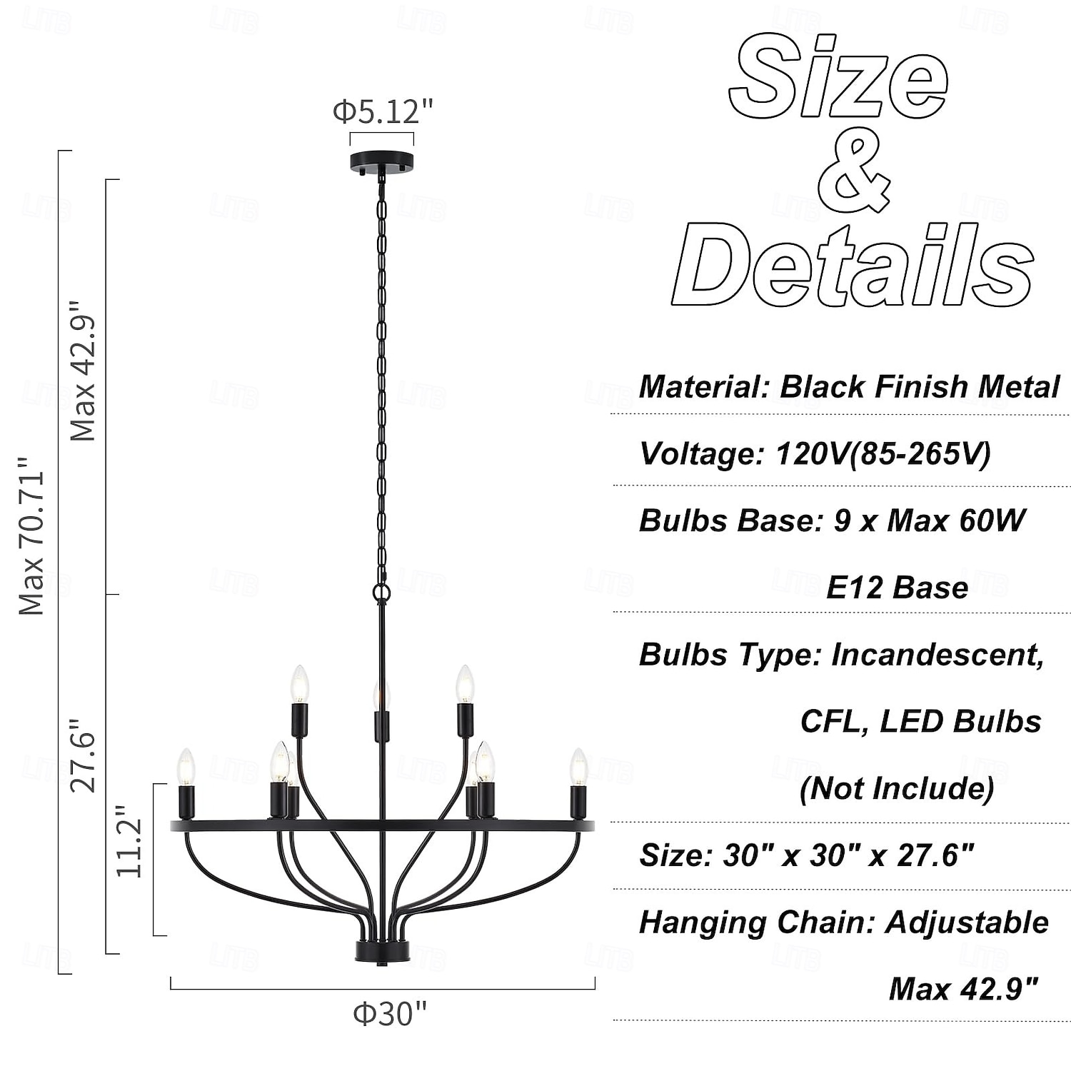 светодиодный подвесной светильник 6/9/12 ламп промышленный винтажный большой круглый деревенский свечной канделябр для гостиной спальни 110-240 В 2025 - $266.59 –P9