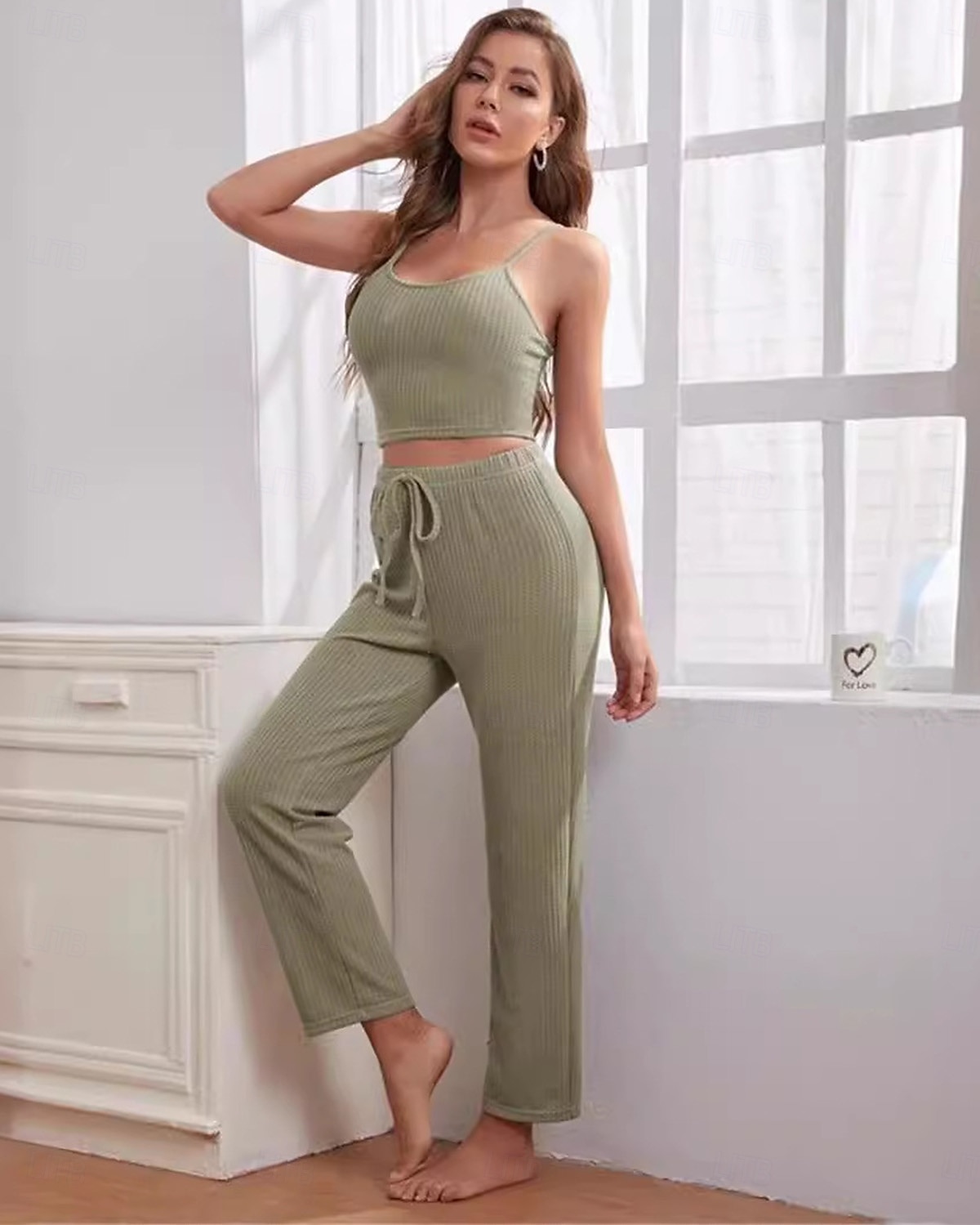 kvinners loungewear sett 3 stykker ren farge tilfeldig komfort hjemme komfort stropper stropp topp bukselomme høst vinter hjemmeantrekk 2025 - $33.99 –P5