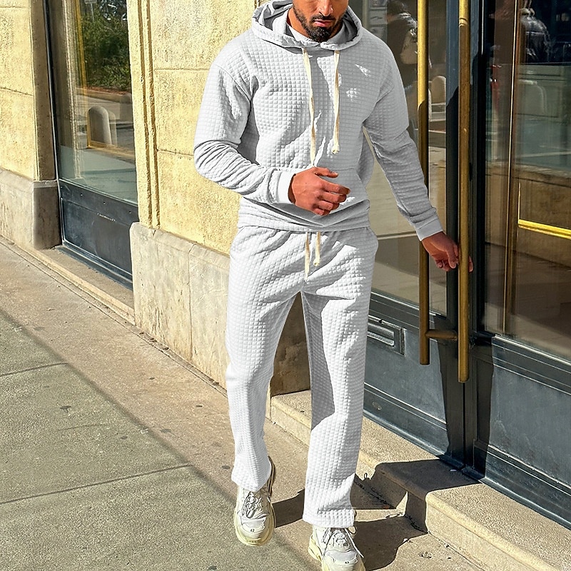 Per uomo Felpa con cappuccio Tuta Da Ginnastica Tuta da ginnastica Nero Bianco Verde militare Cachi Grigio scuro Con cappuccio Liscio A cordoncino 2 pezzi Tasca frontale Sportivo Giornaliero Per del 2025 a $39.99 –P14
