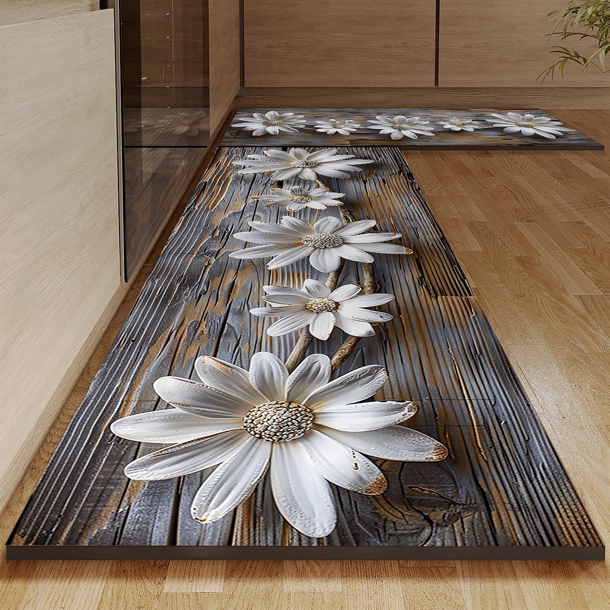 деревянный коврик для кухни с ромашковым узором, коврик для пола, нескользящий, маслянистый, коврик для гостиной, коврик для дома, для улицы, декор спальни, коврик для ванной, коврик для входа, 2025 - $15.99 –P10