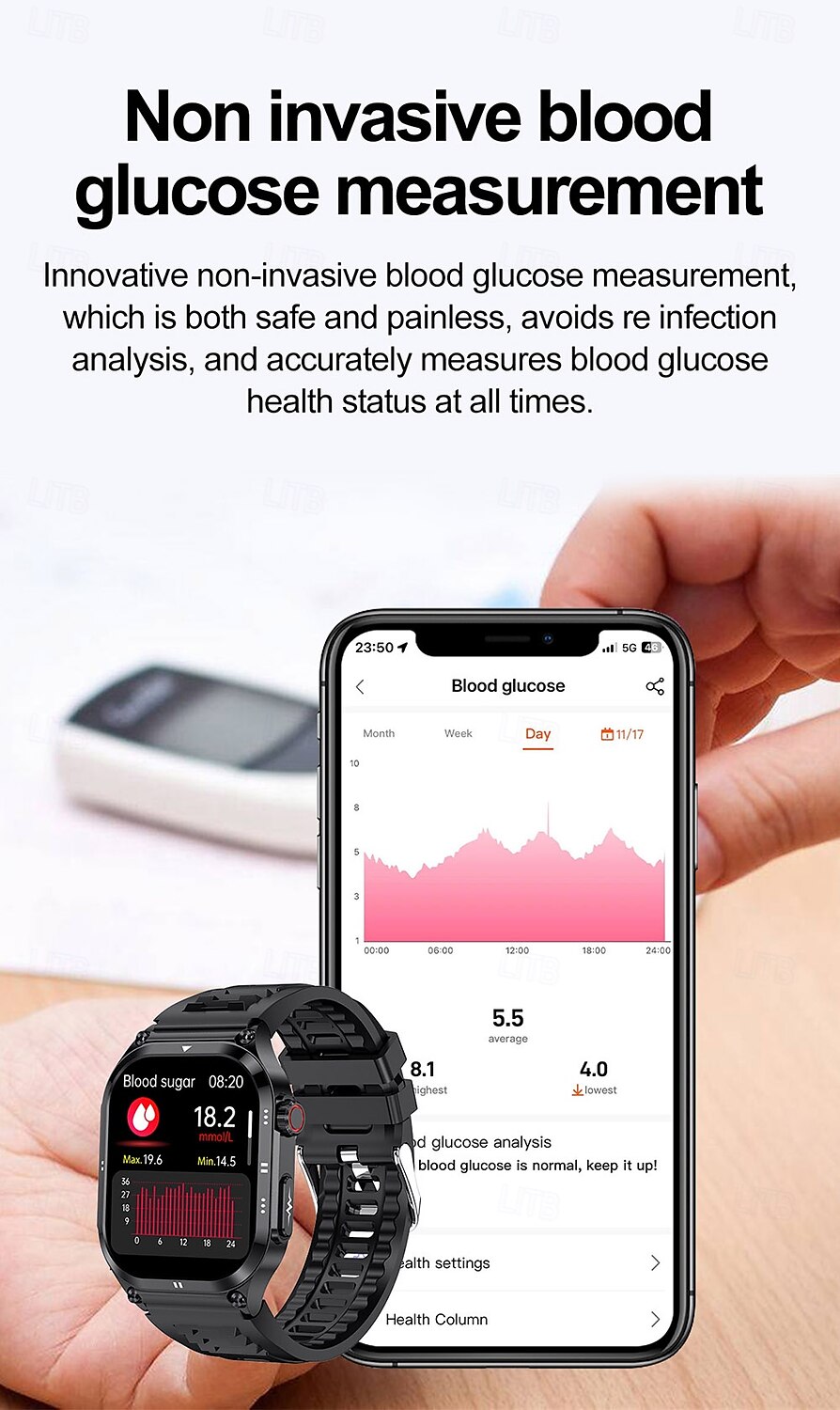iMosi ET281 Smart Watch 2.04 inch Smartwatch Fitness Running Watch Bluetooth ECG+PPG Temperature Monitoring Pedometer Compatible with Android iOS Women Men Long Standby Hands-Free Calls Waterproof 2025 - $75.99 –P8