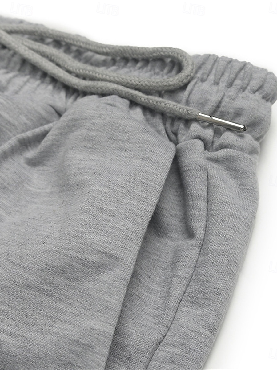 Dam Joggingbyxor Kinesiska Mode Streetwear Fullängd Hög midja Slät Ficka Elastiskt midjeband Bekväm Mjuk Microelastisk Utomhus Gata Grå Höst Vinter Normal 2026 - $29.99 –P9