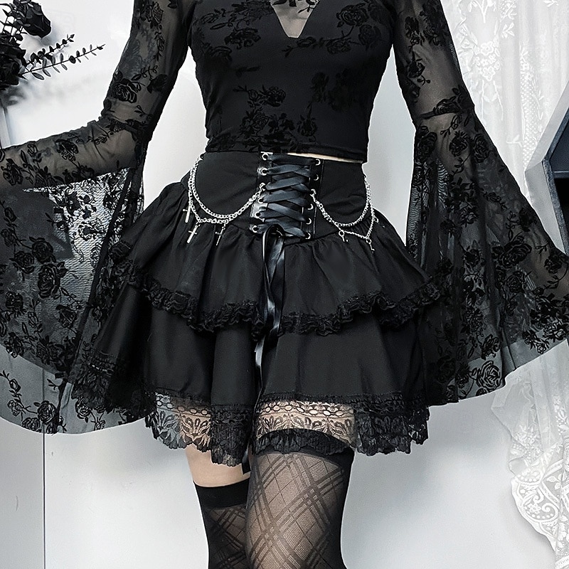 Gothique Steampunk Jupe Bal Masqué Fille gothique Femmes Mascarade Soirée Adulte Jupe de 2025 ? $32.99 –P9