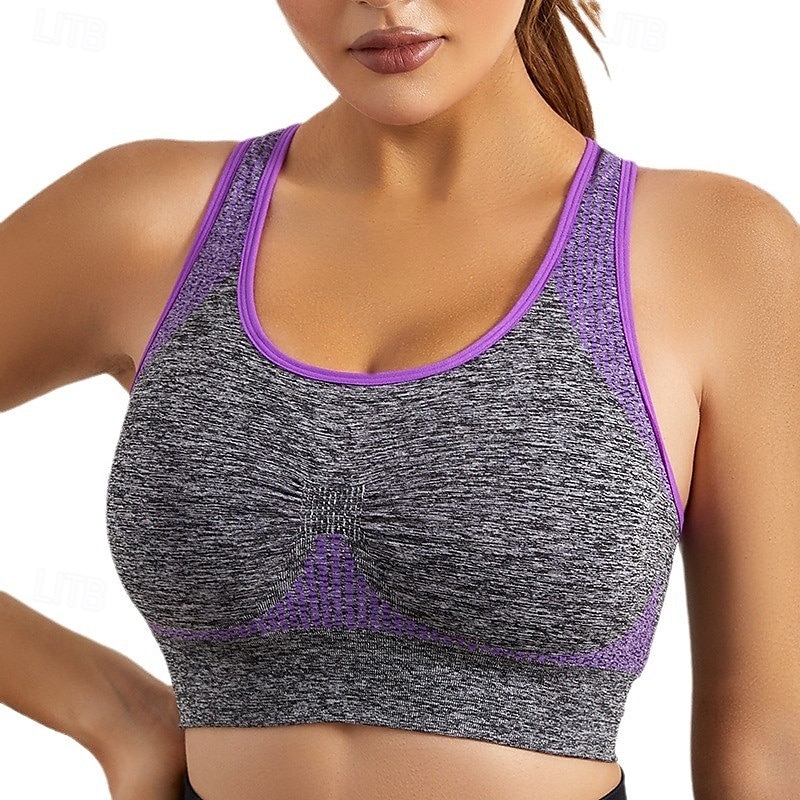 Mulheres Sustentação Leve Sutiã Esportivo Sutiã de corrida Costas Nadador Sem Aros Good Top Acolchoado Ginástica Esportes Relaxantes Corrida Respirável Leve Macio Azul Cinza Escuro Roxo Cor Sólida de 2025 por $12.99 –P11
