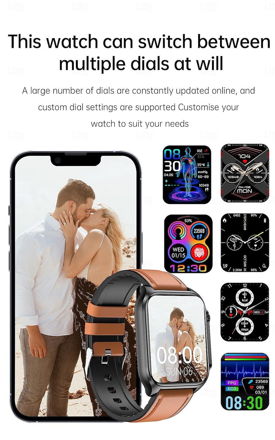 TK12 Smart Watch 1.96 inch Smartwatch Fitness Running Watch Bluetooth ECG+PPG Pedometer Call Reminder Compatible with Smartphone Women Men Long Standby Hands-Free Calls Waterproof IP 67 46mm Watch 2025 - $69.99 –P17