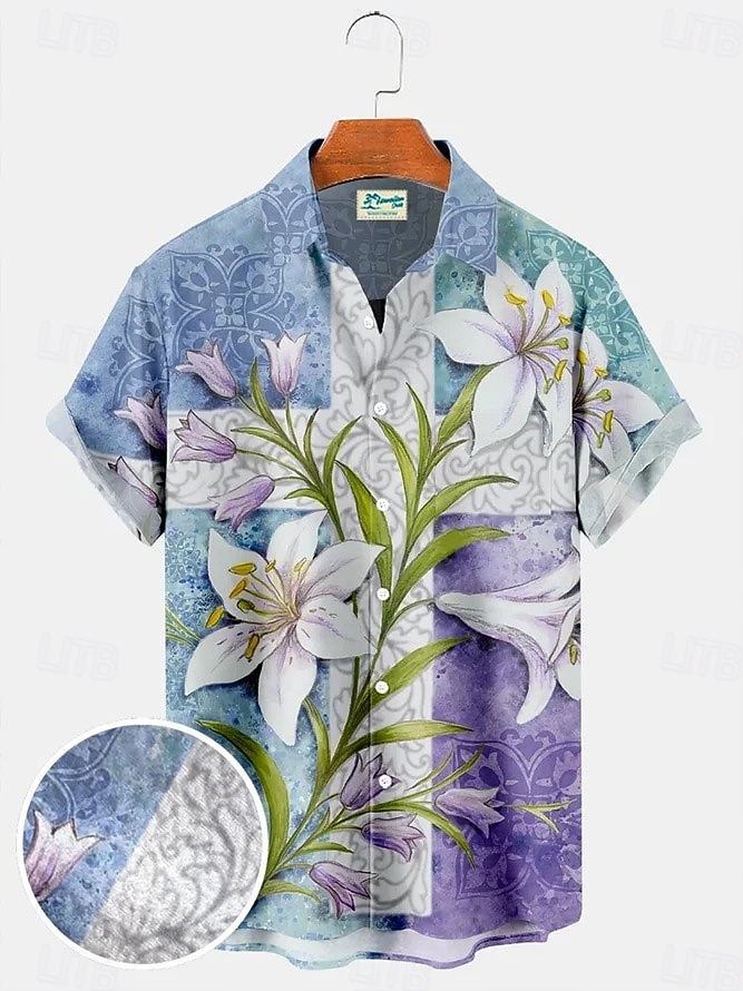 Per uomo Nautico Camicia Camicia con Bottoni Manica Corta Vintage Moda Designer Casuale All'aperto Ferie Estate Primavera Collo ripiegato Stampato Bottonato Blu Bianco Giallo Verde chiaro Rosa del 2026 a $25.99 –P11