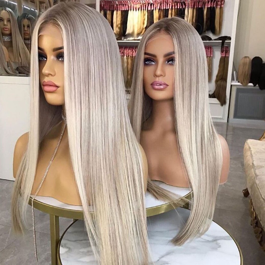 Cabelo humano remy 13x4 Lace Front Peruca Parte do meio Cabelo Brasileiro Liso Seda Multi Cores Peruca 130% 150% Densidade do Cabelo com o cabelo do bebê Cabelo com Luzes / Reflexos Riscas Naturais de 2025 por $270.59 –P1