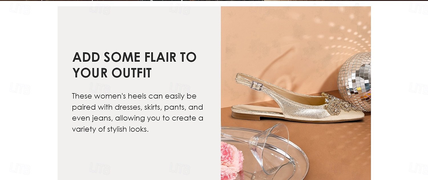 Women's Gold Embellished Pointed Toe Slingback Flats with Crystal Detailing - Luxurious Bridal Shoes for Weddings and Special Events 2025 - $46.99 –P2