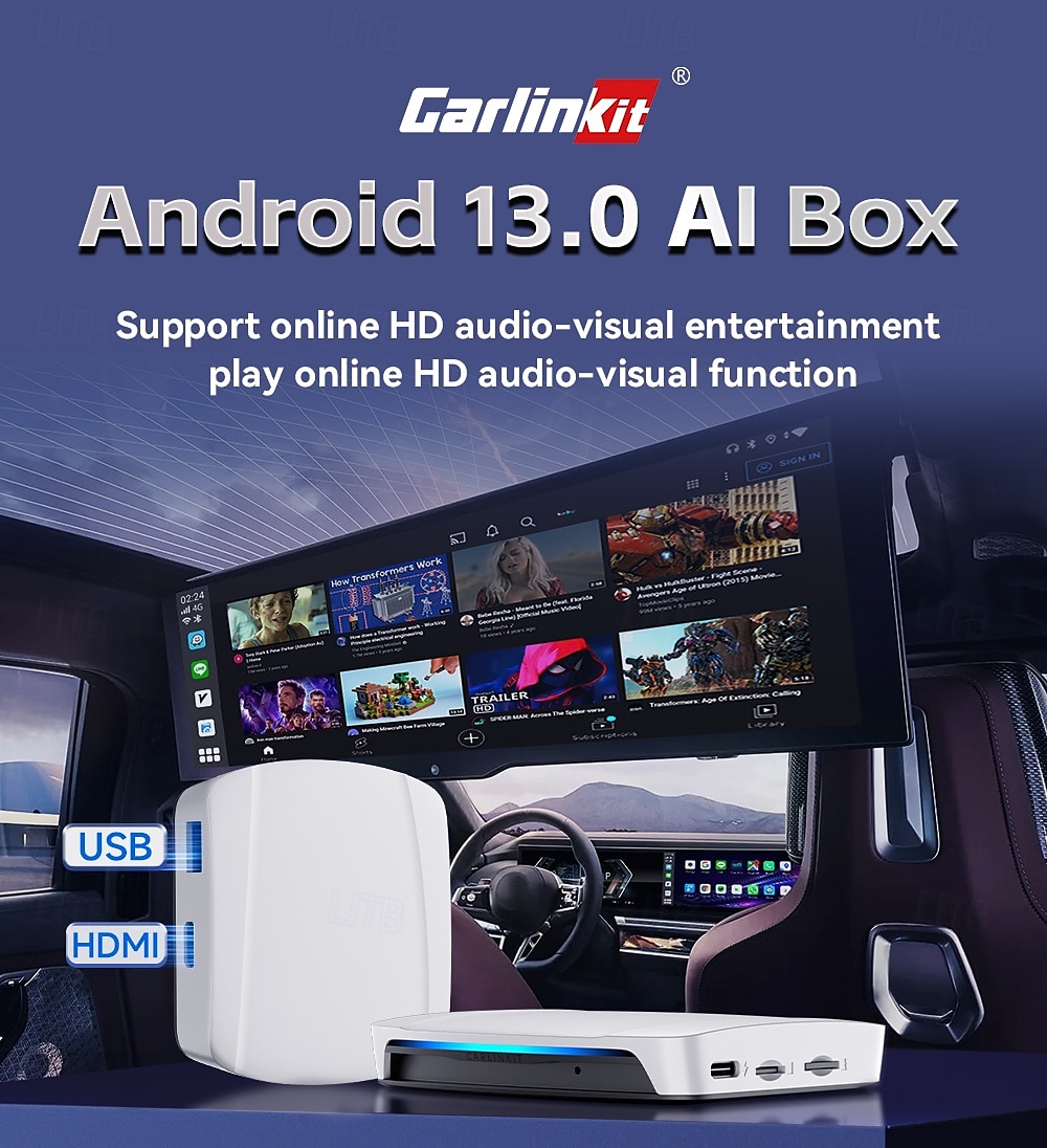 2025年 Carlinkit SP-TBOX-218HDEAU-OVA-BW いいえ画面ません（APPで出力） 1 Din アンドロイド ワイヤレスCarplay Bluetooth内蔵 プラグアンドプレイ 画面を分割 のために ユニバーサル  コレクション – $439.99 –P1