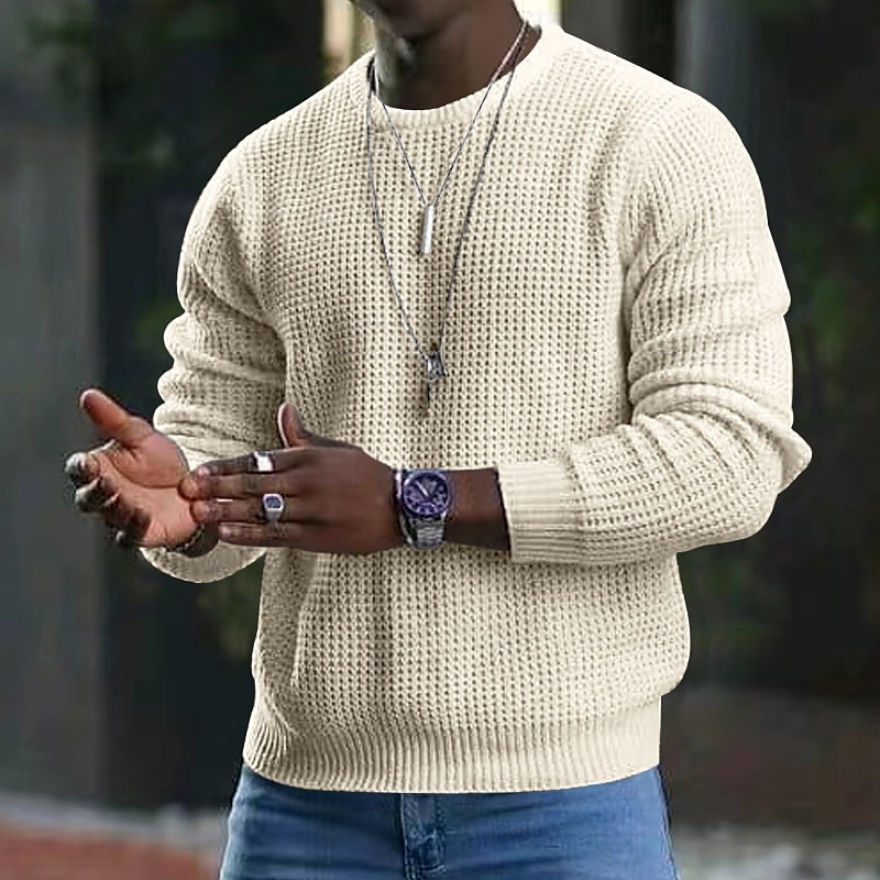 Men's T Shirt Tee Waffle Knit Tee Tee Top Long Sleeve Crew Neck Spring &  Fall Plain Fashion Designer Basic Vacation Street Going out Black White Royal Blue Top Tee for Men 2025 - $27.99 –P5