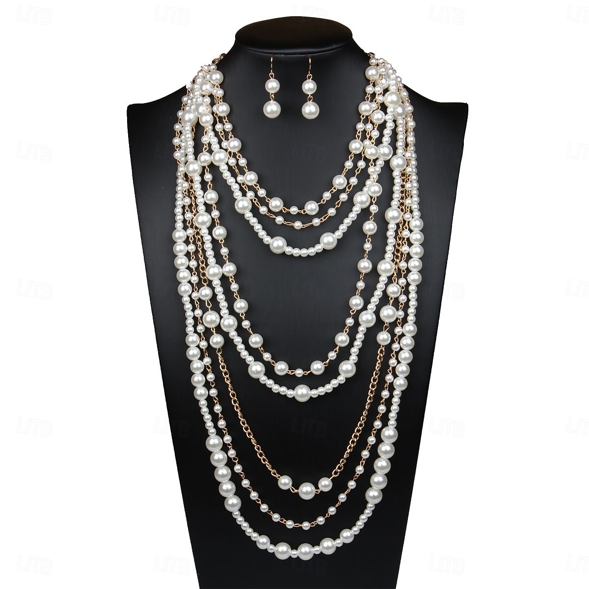gelaagde parelketting voor dames &set oorbellen - vintage Gatsby-sieraden voor cocktailparty's en evenementen met een jaren 20-thema 2026 - $14.99 –P2