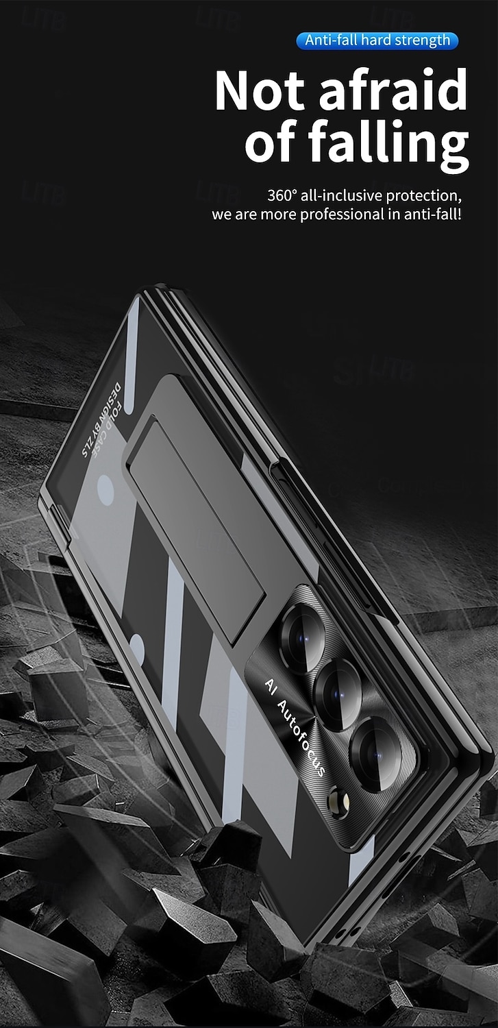 телефон Кейс для Назначение SSamsung Galaxy Z-образный сгиб 7 Z-сгиб 6 Z Fold 5 Z Fold 4 Z Fold 3 Кейс на заднюю панель со стендом и протектор экрана Полная защита тела Ретро броня ПК Металл 2025 - $25.99 –P7