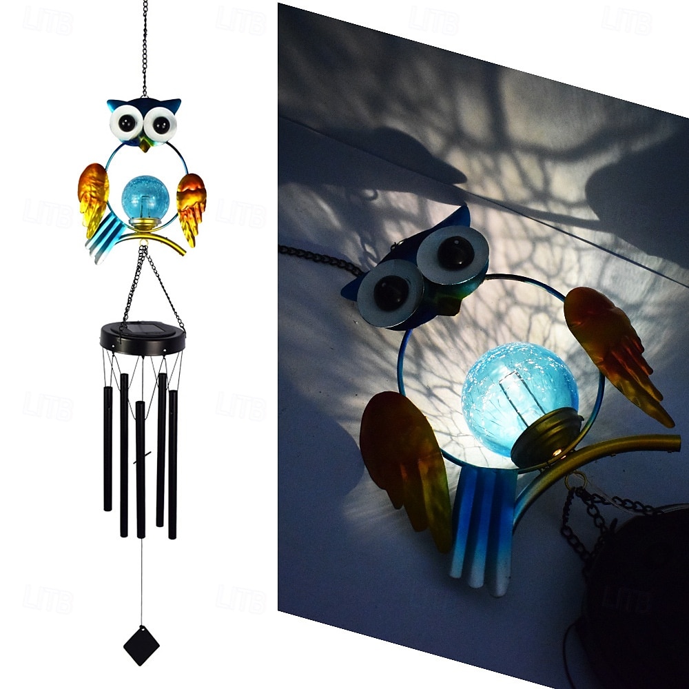 sinos de vento solares luz ao ar livre coruja jardim luz decoração à prova d'água metal pendurado sino de vento para decoração de pátio sino de vento comemorativo presente de formatura para início da escola 1pc de 2025 por $34.99 –P3
