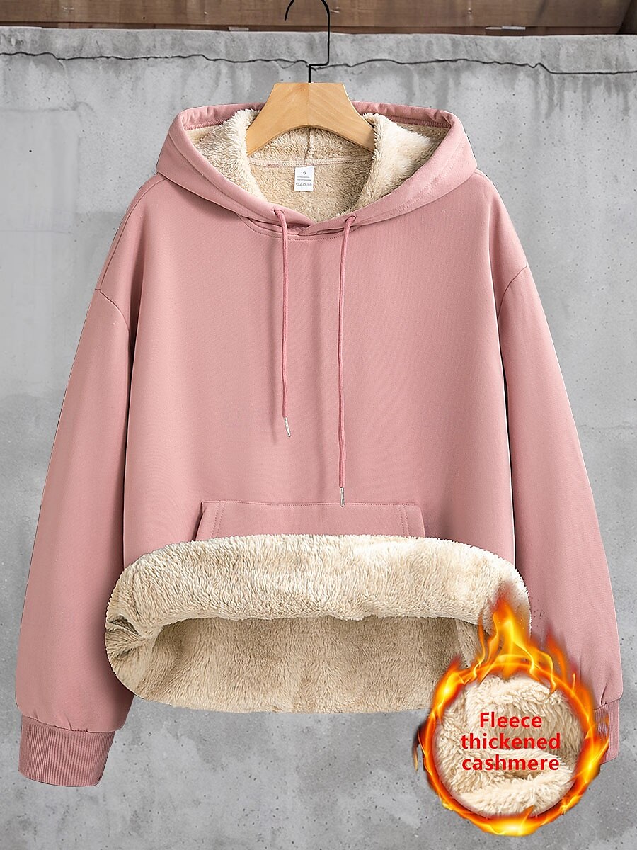 dámská mikina mikina fleece plain street denní nošení kapsa ležérní comfrt mikina s kapucí dlouhý rukáv mikroelastický podzim zima podzim & zimní comfrt prodyšná měkká tkanina 2025 - $36.99 –P1