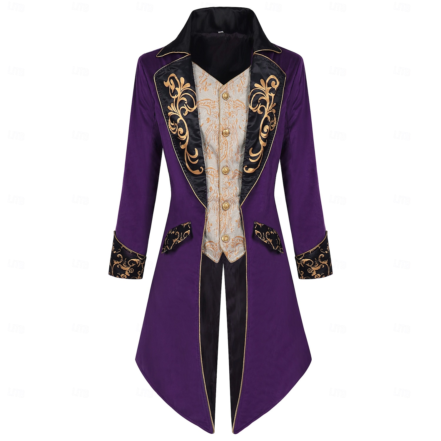 Vintage Punk e gótico século 18 Casaco Traje Cosplay Smoking Feira Ren Vampiros Cavalheiro Bordado Homens Real Steampunk Dia Das Bruxas Carnaval Baile de Máscaras Espetáculo feira renascentista LARP de 2025 por $66.99 –P10