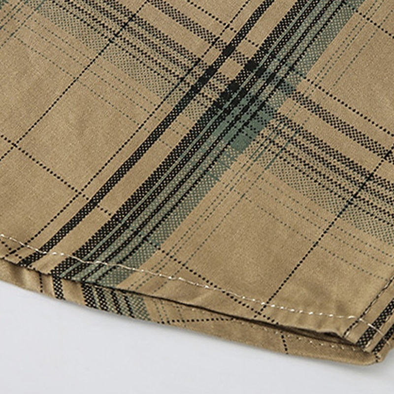 Herr Skjorta Arbetskläder skjortor Casual skjorta Arbetsskjortor Knapp upp skjorta Khaki grön Armégrön Mörkblå Långärmad Rutig Kavajslag Semester Helgdag Framficka Kläder Polyester Mode Ledigt Bekväm 2025 - $40.99 –P9