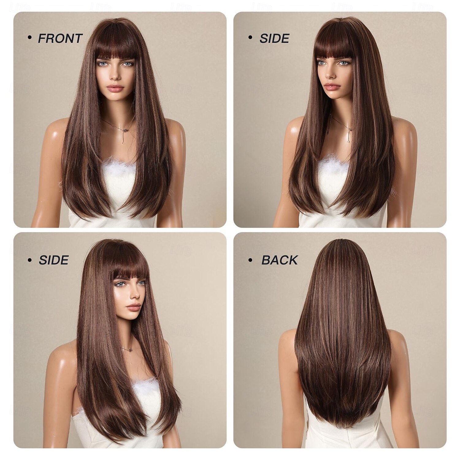 Synthetische pruiken Recht Kinky Recht Middelste stuk Pruik 66.0 cm Donker Bruin Synthetisch haar Dames Middenscheiding Stoer Aanbiddelijk Donkerbruin 2025 - $24.99 –P4