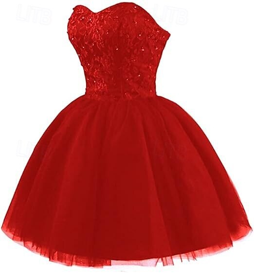 short puffy prom dresses sleeveless Sweetheart Neck Short Lace Prom Dresses, Short Lace Puffy Formal Homec   jbydress