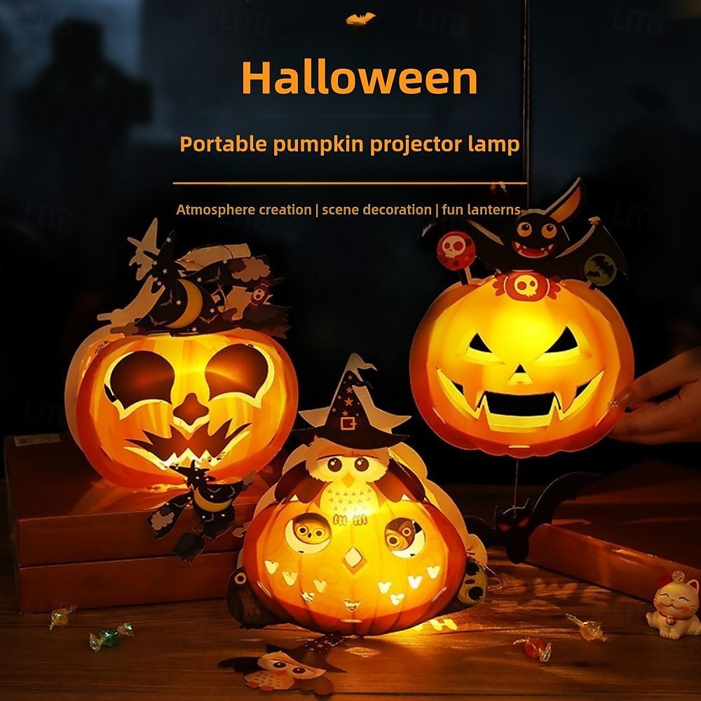 decorazioni lanterna zucca di Halloween - luce notturna fai da te, oggetti di scena fatti a mano, lanterna portatile per bambini per giochi in costume, allestimento per atmosfera festosa del 2025 a $9.99 –P6