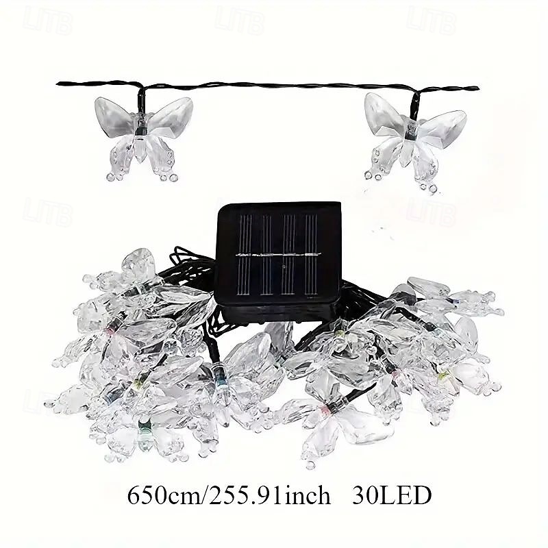 Solar Butterfly String Lights 6.5m 30 LED Decorative Garden Fairy Lights Outdoor Waterproof Halloween  Wedding Party Patio Decoration 2026 - $19.99 –P2