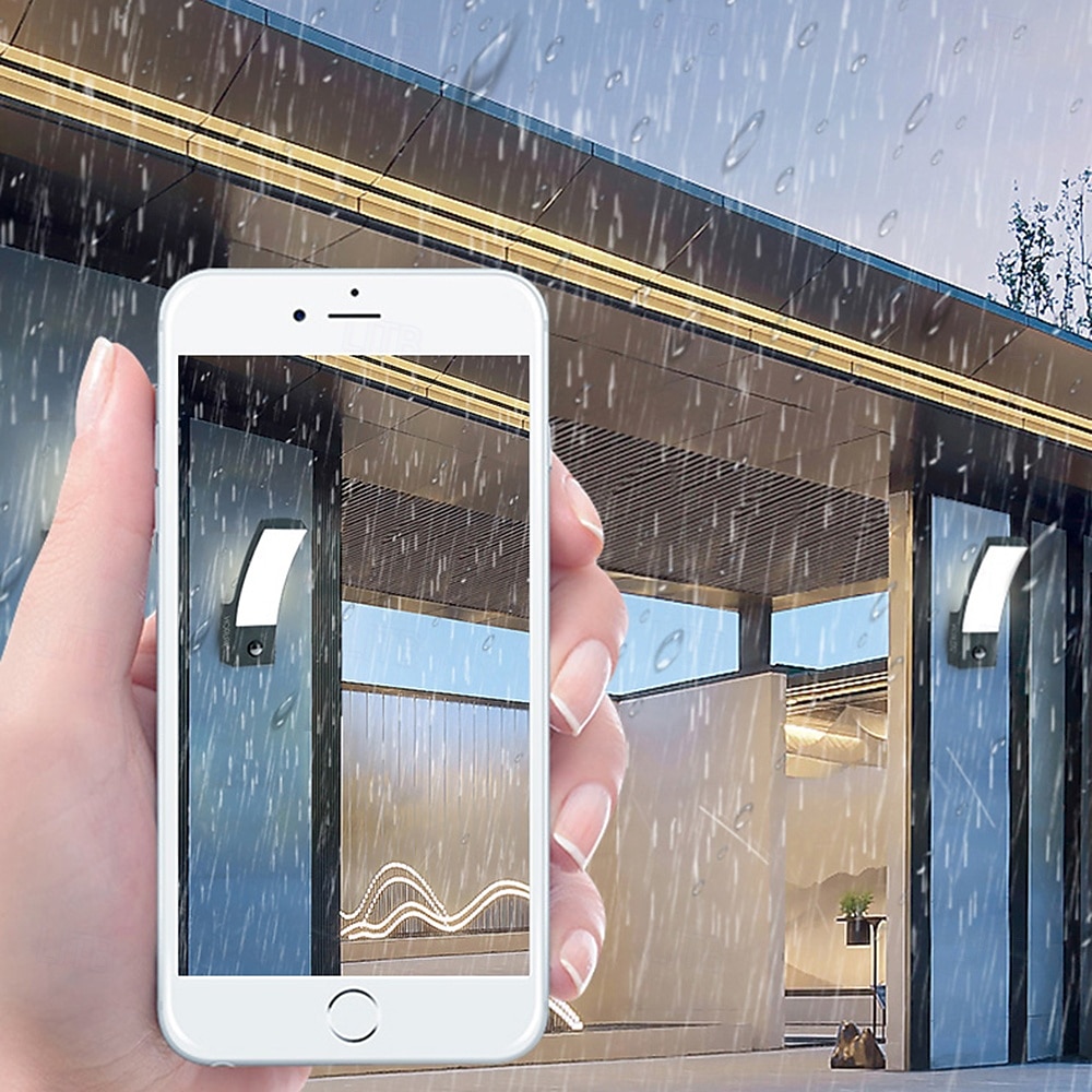 luz de parede externa led 12w arco moderno luz de parede externa à prova d'água ip65 estável em luz de parede preta externa adequada para varanda externa pátio jardim banheiro quarto 85-265v de 2025 por $41.99 –P1