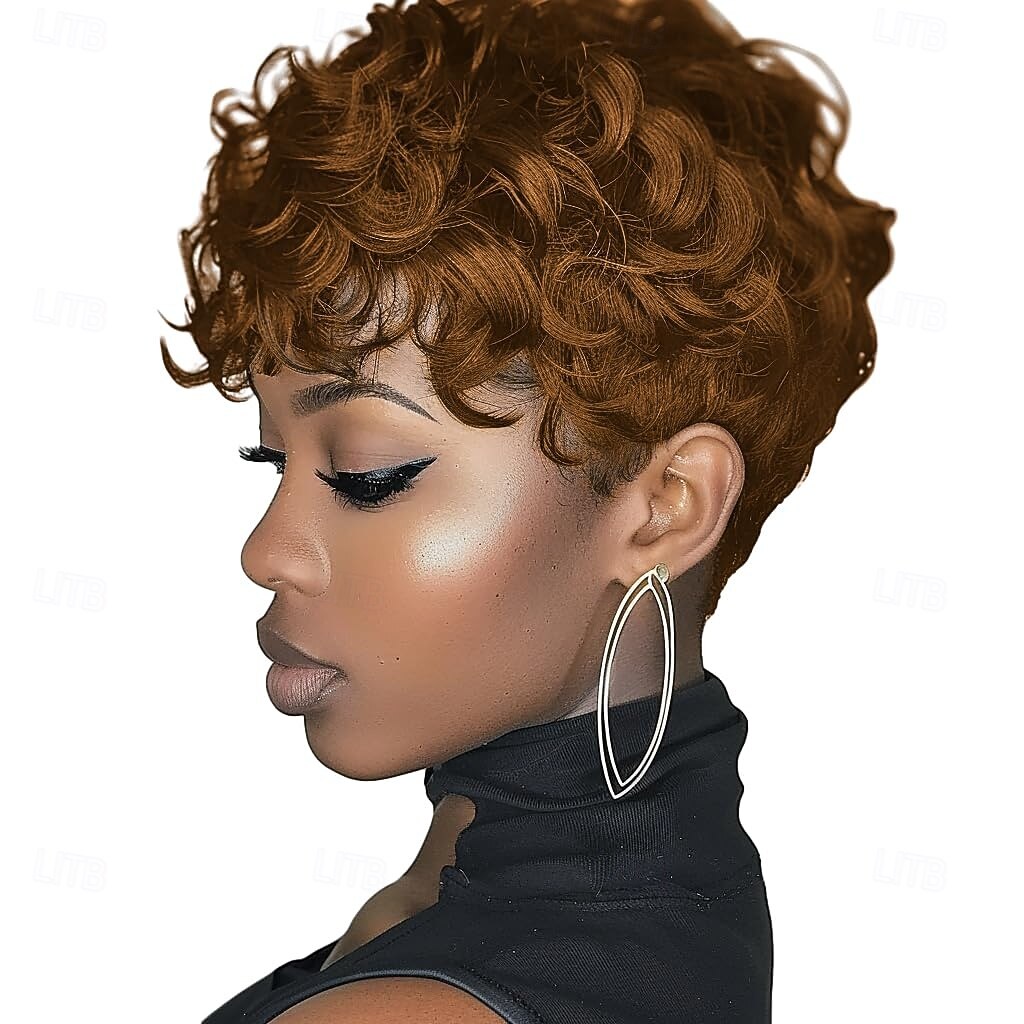 Pixie Cut Wig Fluffy Wig Synthetic Short Curly Wig Fashion 