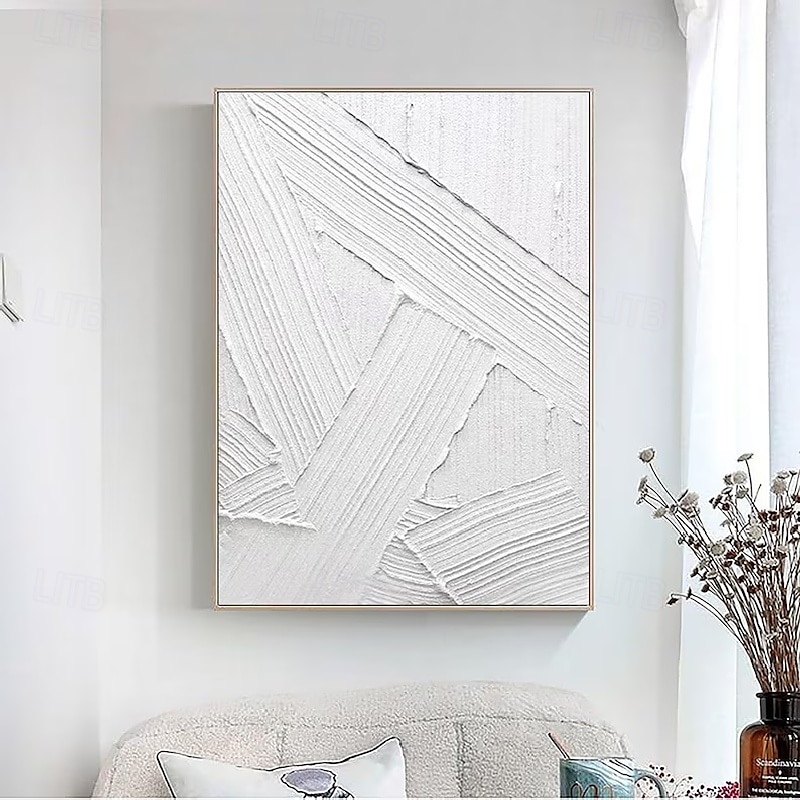 3D witte olieverfschilderij met de hand geschilderd dikke textuur olieverfschilderij met de hand geschilderd beige wit schilderij op canvas abstract 3D witte textuur olieverfschilderij wandkunst 2025 - $125.99 –P6