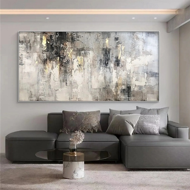 Ölgemälde handgemachtes Wabi-Sabi-Gemälde handgemalt großes beiges Kunstwerk 3D minimalistisches Gemälde auf Leinwand handgemaltes 3D-Textur-Gemälde mit Goldfolie Wandkunst neutrales beiges 2025 - $85.99 –P2