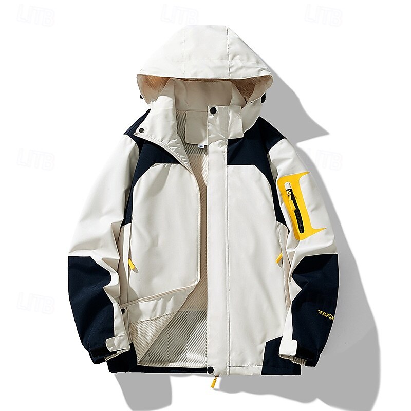 Herren Soft Shell Jacke Wanderjacke Draussen Patchwork Windundurchlässig Wasserdicht Windbreaker-Jacke Reisen Schwarz Königsblau Himmelblau Beige Grau 2025 - $30.39 –P9