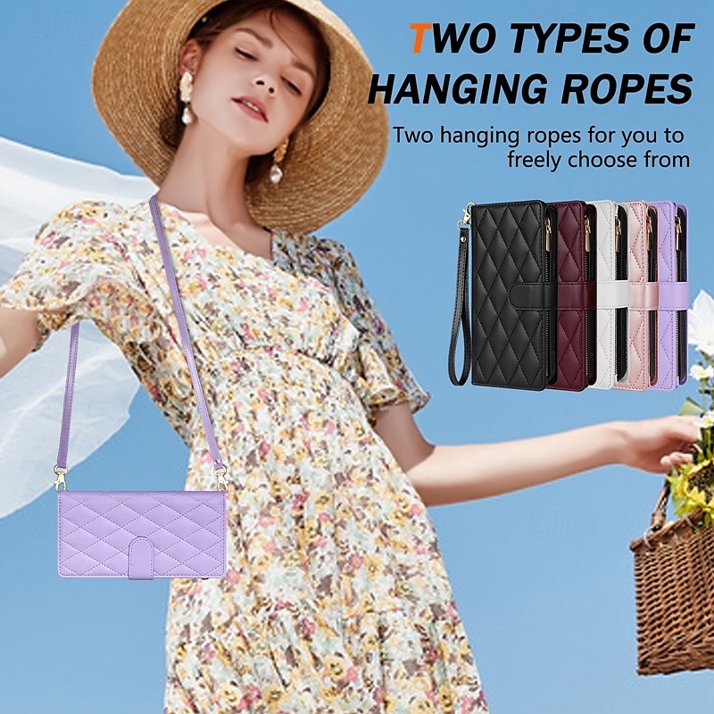 Phone Case For Samsung Galaxy S25 S24 S23 S23 FE S22 S21 Ultra Plus A55 5G A35 5G A25 A15 Wallet Case Magnetic Zipper with Lanyard Retro Geometric Pattern TPU PU Leather 2025 - $21.99 –P1