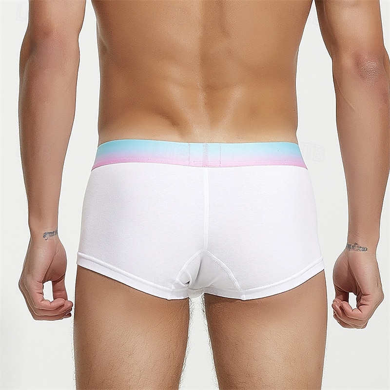 Men's 1 PCS Boxers Underwear Boxer Shorts 90% Cotton Breathable Soft Comfortable Color Block Letter Mid Rise Black White 2025 - $10.49 –P7
