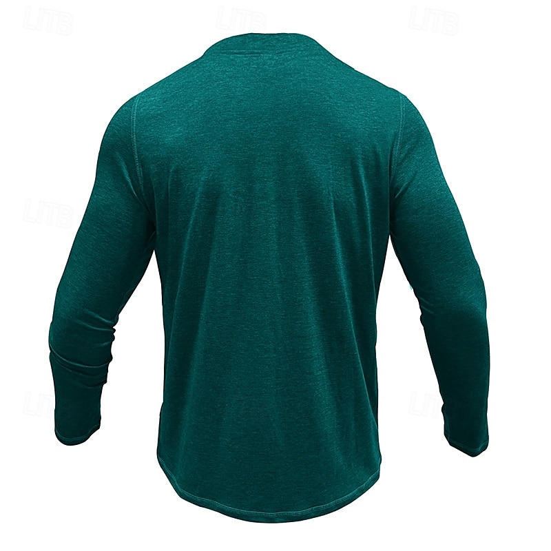 Herren T-Shirt mit Knöpfen T Shirt Henley Hemd T-Shirt Langarm Henley Frühling & Herbst Einfach Mode Designer Basic Urlaub Straße Ausgehen Meerblau Wein Blau Top T-Shirt für Herren 2025 - $26.99 –P18