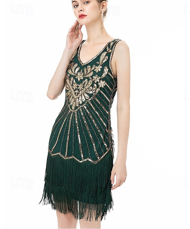 Retró Ordító 20-as évek 1920-as évek Flapper ruha Szerepjáték Jelmezek Felszerelések A nagy Gatsby Esküvői Vendég Flitter Rojt Női Karácsony Mindszentek napja Farsang Halloween Buli / Este Esküvői 2025 - $89.99 –P3