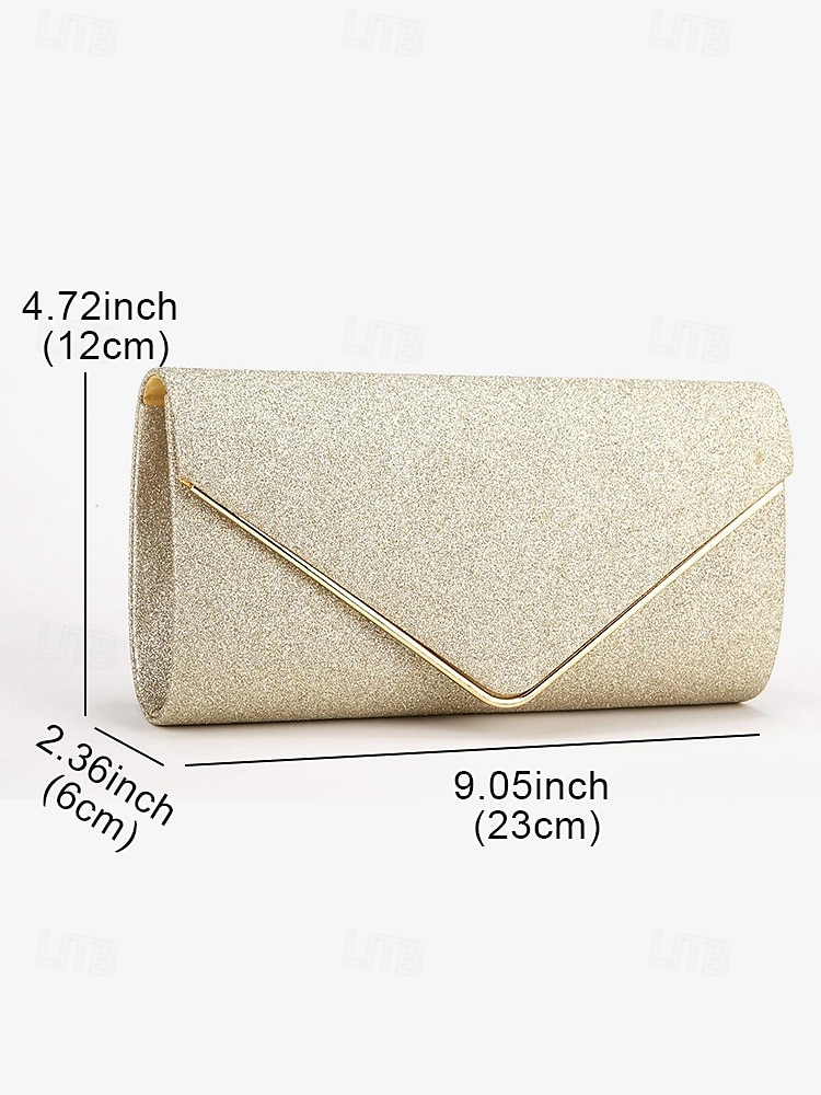 Women's Gold Glitter Envelope Clutch with Chain Strap – Elegant Evening Bag for Weddings and Parties 2025 - $24.99 –P5