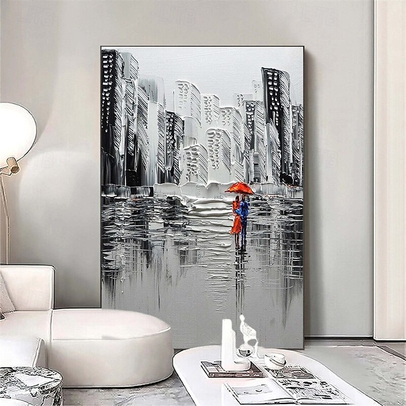 großes abstraktes Stadtgemälde handgemachtes urbanes Kunstgemälde handgemaltes Stadtskyline-Gemälde New York Skyline Ölgemälde New York City Gemälde Wandkunst großes abstraktes Gemälde 2025 - $108.99 –P14