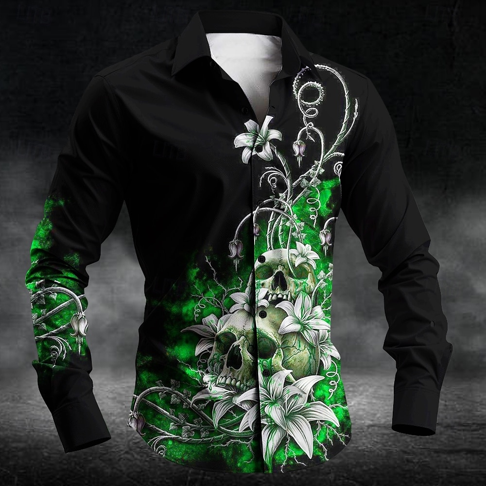 Floreale Teschi Informale Affari casual Per uomo Camicie Camicia con bottoni Manica lunga Da sera Attività commerciale Giornaliero Autunno Inverno Primavera estate Colletto Abbottonare Stampa 3D del 2025 a $26.99 –P5