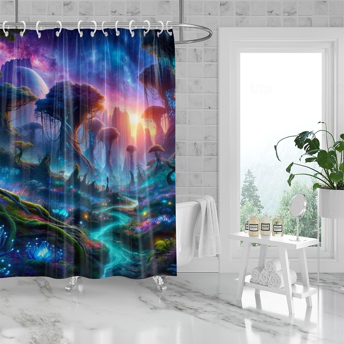 Rideau de douche avec crochets 180cm*180cm(70"*70") polyester lavable imperméable motif paysage peinture à l'huile Van Gogh Arbre de Vie de 2025 ? $19.99 –P8