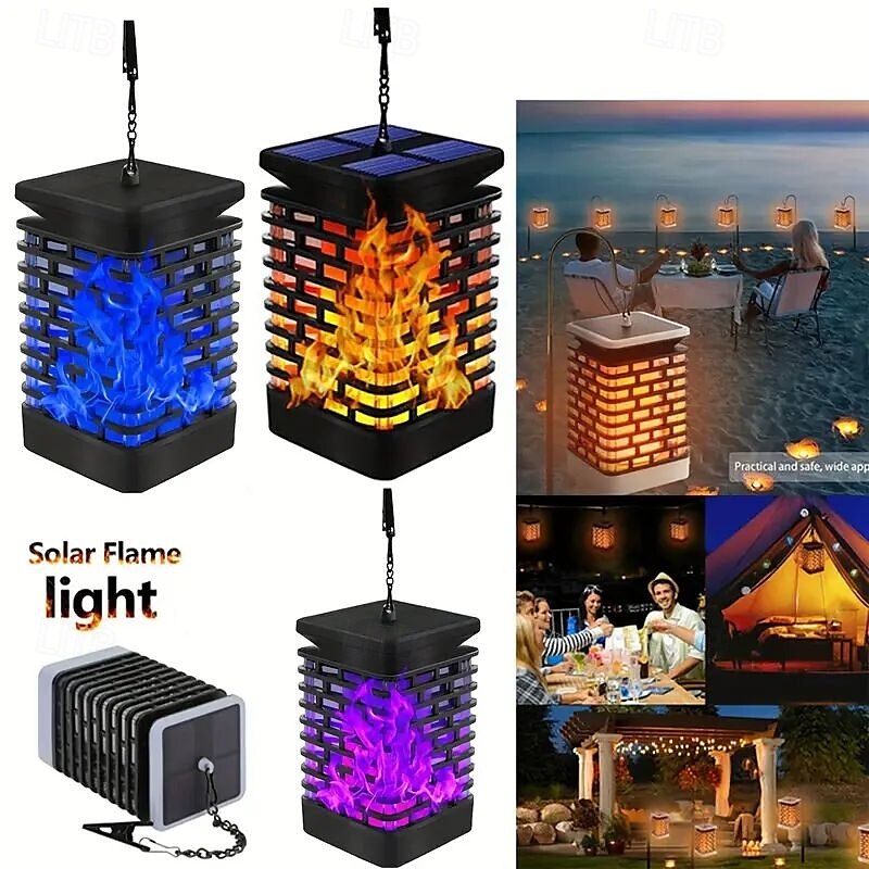 1/2pcs Solar Flame Lights Outdoor IP65 Waterproof Flashing Flame Light Solar Lantern Outdoor Hanging Light for Garden Patio Access Deck Yard Pathway Halloween Christmas Party Decoration 2025 - $44.99 –P2