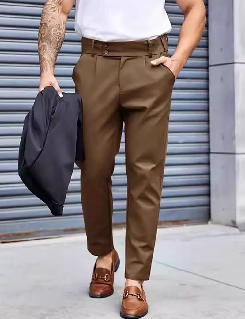 Herren Anzughosen Karottenhose Hose Hosen Anzughose Gefaltet Tasche Glatt Komfort Weich In voller Länge Formal Hochzeit Geschäft Modisch Strassenmode Schwarz Blau 2025 - $27.99 –P3
