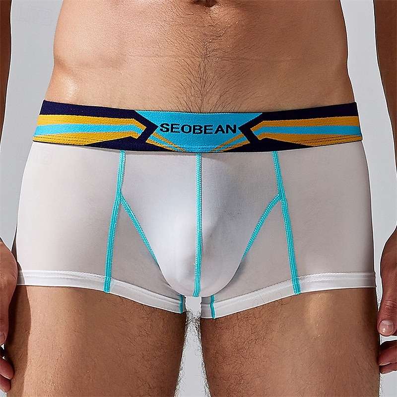 Herren 1 pc Unterwäsche Boxer Boxer-Shorts Nylon Atmungsaktiv Weich Komfortabel Farbblock Buchstabe Mittlere Hüfthöhe Schwarz Weiß 2025 - $10.49 –P8
