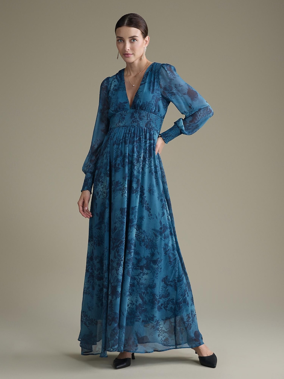 Elegant Floral Chiffon Maxi Wedding Dress 2025 - $72.99 –P1